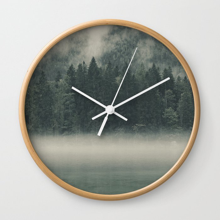 Misty Pine Forest Wall Clock