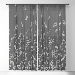 Fantastic music notes print Sheer Curtain