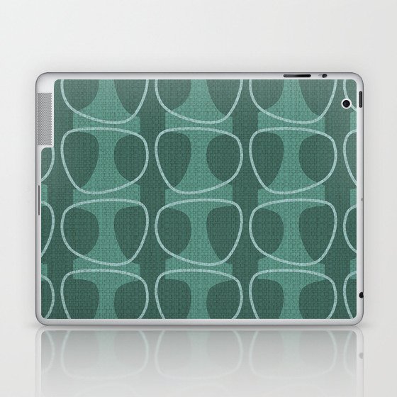 Mid Century Modern Abstract Ovals in Teal Tones Laptop & iPad Skin