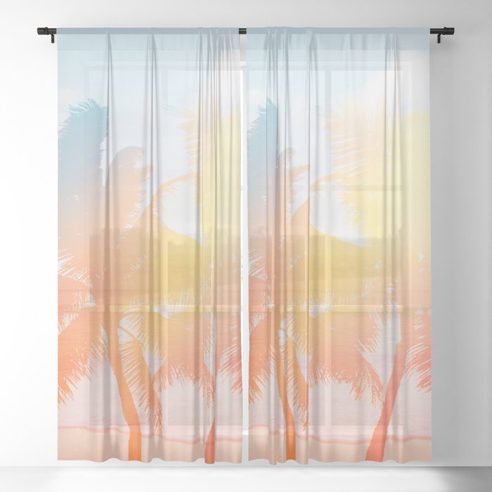 Tropicana seas - sundown Sheer Curtain