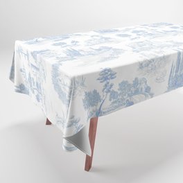Toile de Jouy French Vintage Baby Blue & White Tablecloth