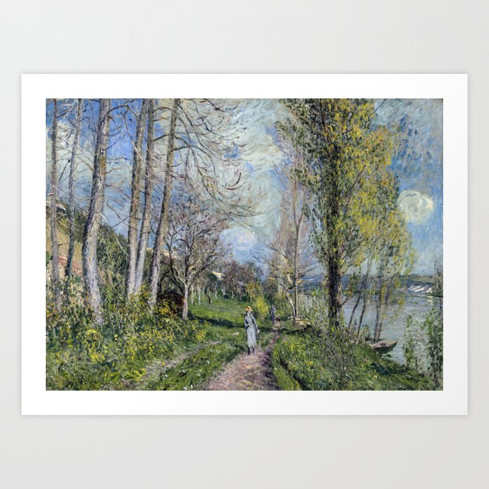 Alfred Sisley - Banks of the Seine at By Art Print