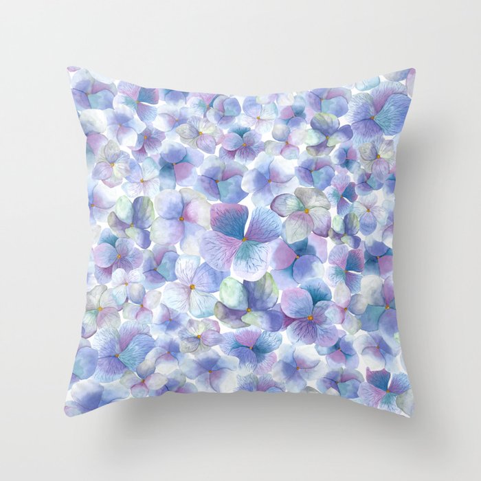 Romantic small blue flowers Throw Pillow