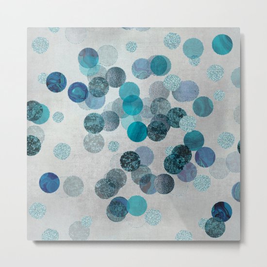 Shiny Glamour Dots Blue Aqua Teal Pattern Glitter #blueglamour Metal Print