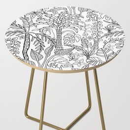 COLORING BOOK JUNGLE FLORAL DOODLE TROPICAL PALM TREES WITH TOUCAN in BLACK AND WHITE Side Table