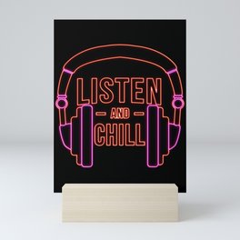 Listen and chill Neon Mini Art Print