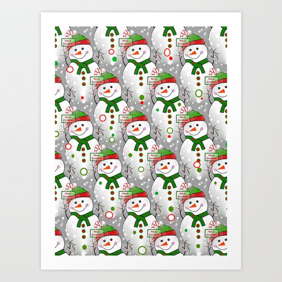 Holiday Snowmen Art Print