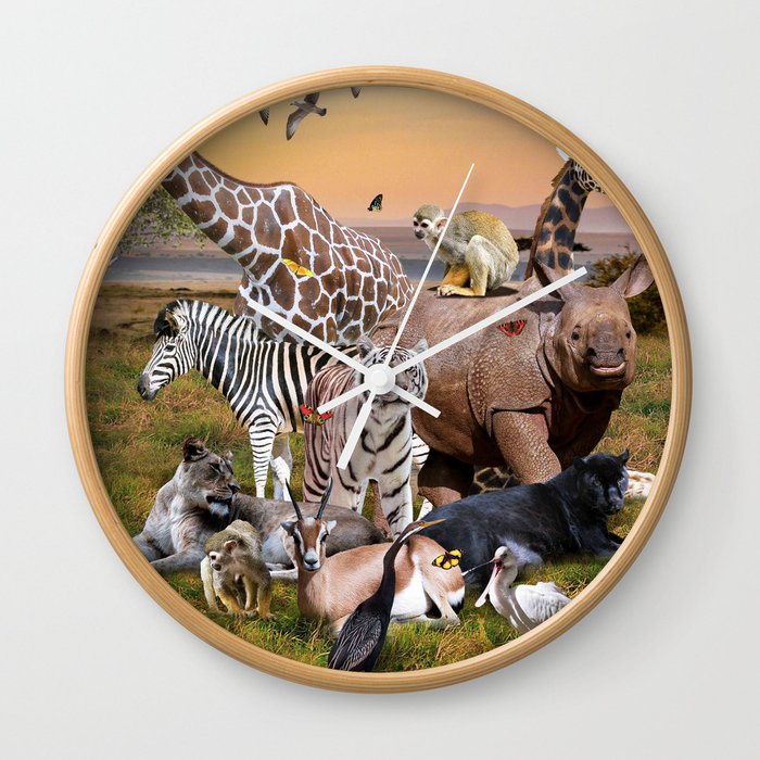 Desert African Animal Animals Group Scene Wall Clock