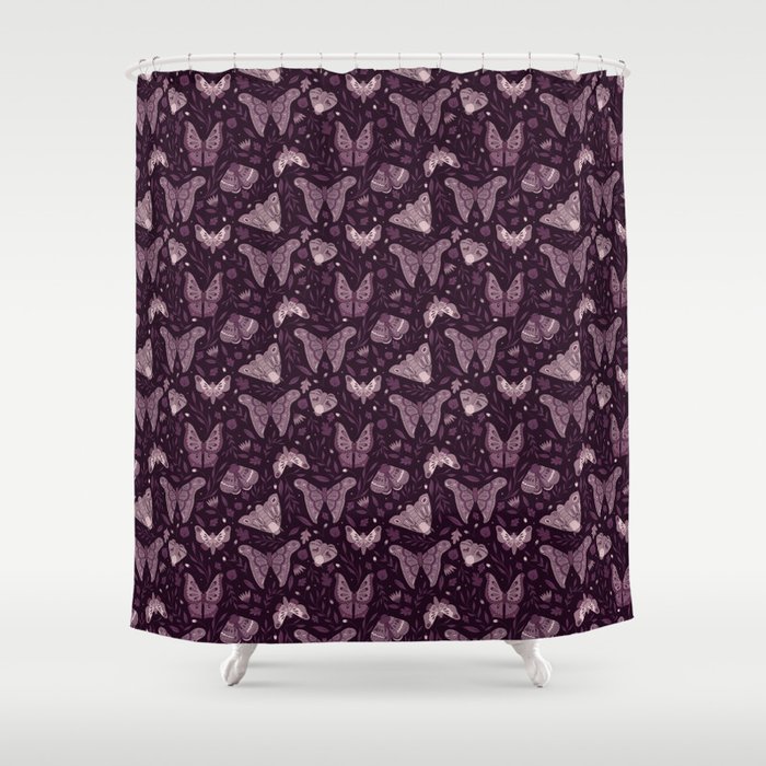 Purple Moths Shower Curtain