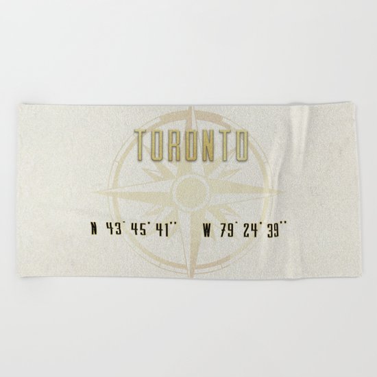 Toronto - Vintage Map and Location Beach Towel