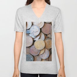 Watercolor Coins, Lincoln Wheat Pennies, 1926 03 V Neck T Shirt