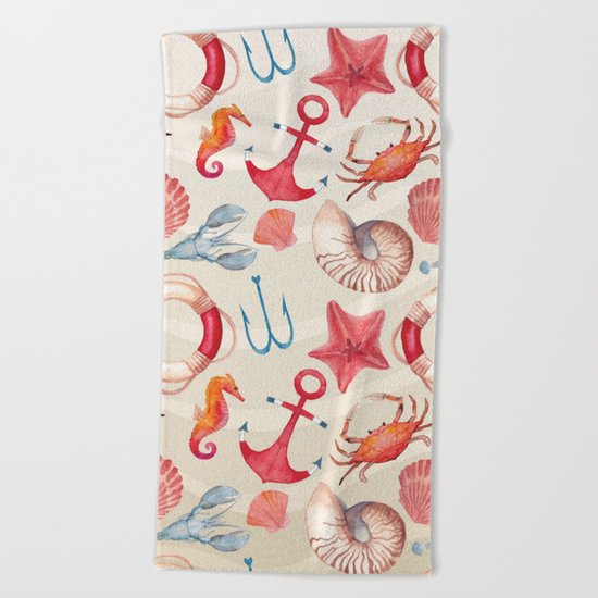 Marine Pattern 04 Beach Towel