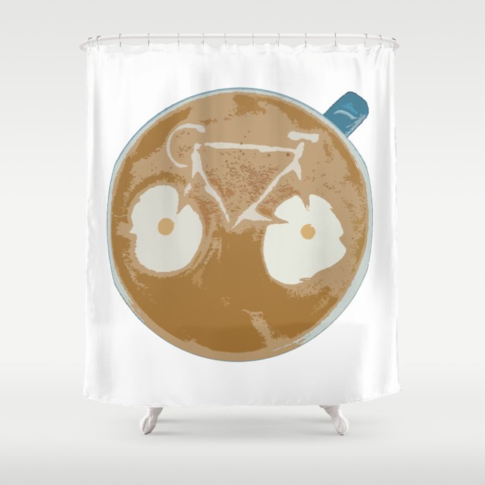 Cycling Latte Art Shower Curtain