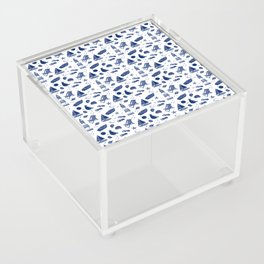 Blue Summer Beach Elements Pattern Acrylic Box