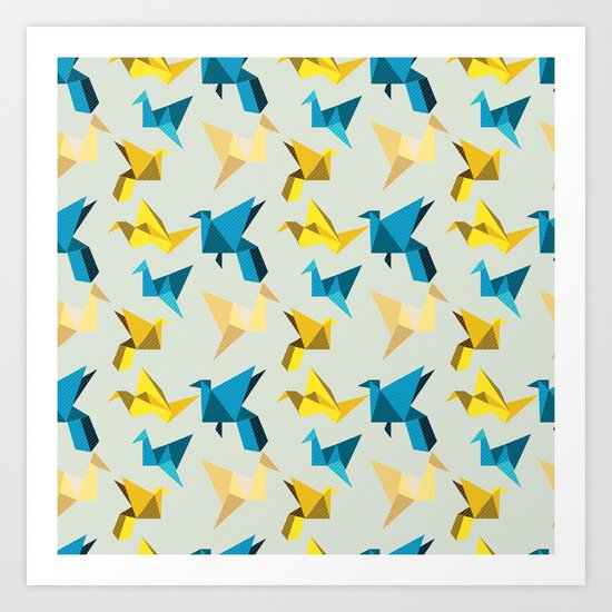 paper cranes in flight Art Print