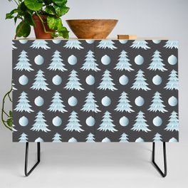 Christmas Pattern Tree Bauble Grey Blue Credenza
