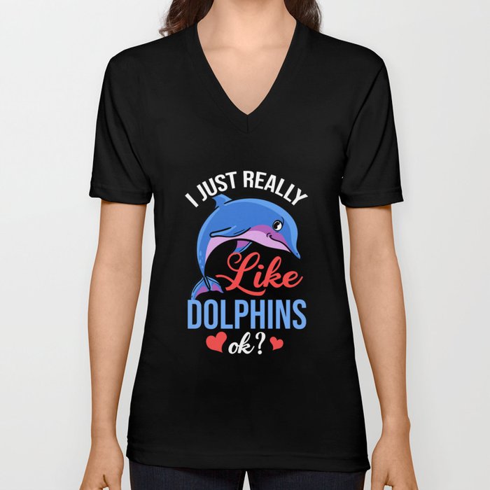 Dolphin Trainer Animal Lover Funny Cute V Neck T Shirt