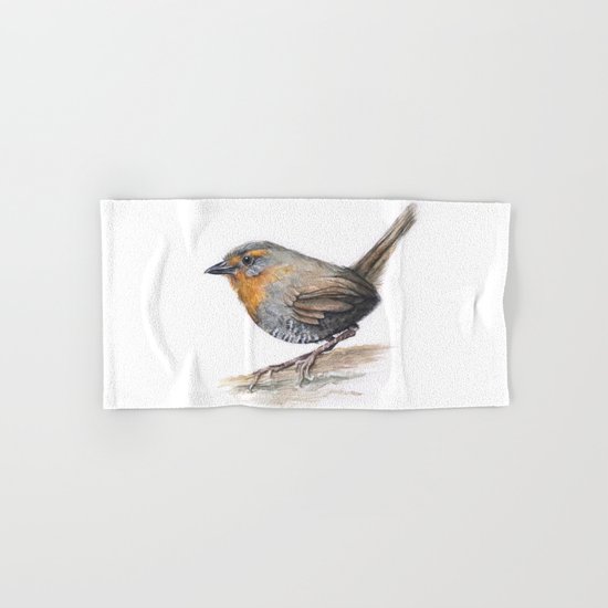 Chucao Bird Watercolor Animal Portrait Hand & Bath Towel