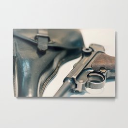 Luger P08 Parabellum handgun. Metal Print | Fight, Grip, Handgun, German, Conceptual, Automatic, 9Mm, Firearm, Black, Photo 