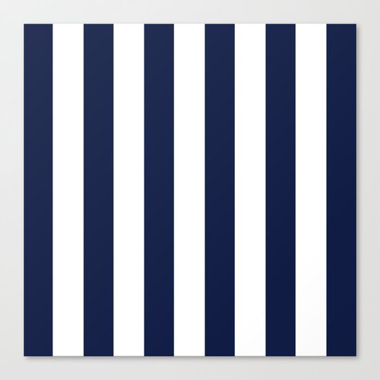 Simply Vertical Stripes in Nautical Navy Blue Canvas Print