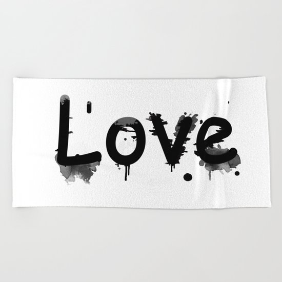 Black and white pattern Love . 1 Beach Towel
