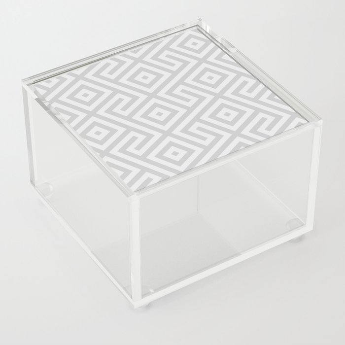 Geometrical Silver Off White Abstract Argyle Diamond Pattern Acrylic Box