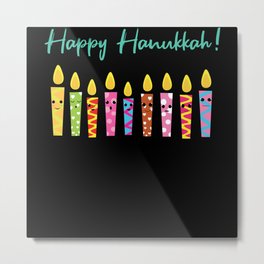 Cute Happy Hanukkah Candles Menorah Jewish Metal Print
