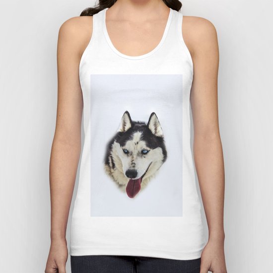 Siberian Husky with blue eyes Unisex Tank Top