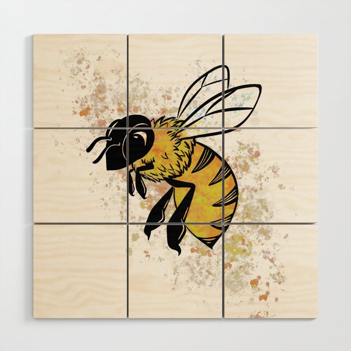 Bee Splatter Wood Wall Art
