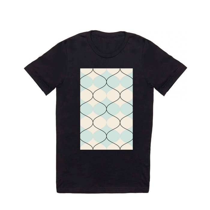 Retro geometric 70s blue black waves T Shirt