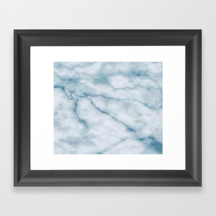 Light blue marble texture Framed Art Print