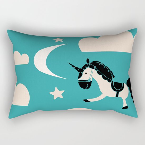 Unicorn Teal Rectangular Pillow