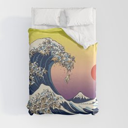 The Great Wave Of  Cat Duvet Cover