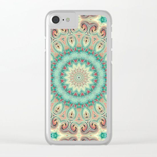 Kaleidoscope . Turquoise. Clear iPhone Case