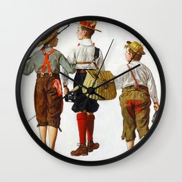  Fishing Trip, They'll Be Coming Back Next Week, 1919 by Norman Rockwell Wall Clock
