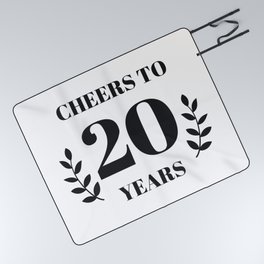 Cheers to 20 Years. 20th Birthday Party Ideas. 20th Anniversary Picnic Blanket