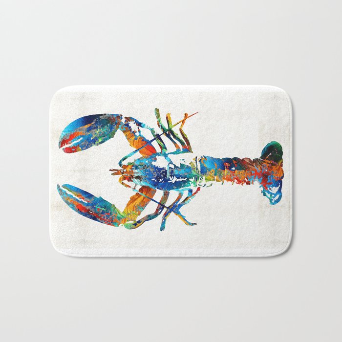 Colorful Lobster Art by Sharon Cummings Bath Mat