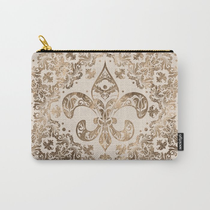 Fleur-de-lis Ornament - pastel gold Carry-All Pouch