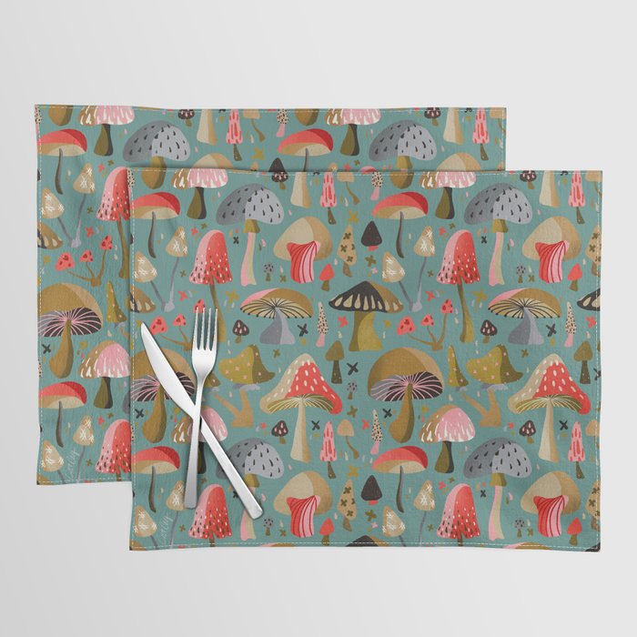 Mushroom Collection – Mint Placemat