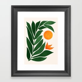Tropical Forest Sunset / Mid Century Abstract Shapes Framed Art Print
