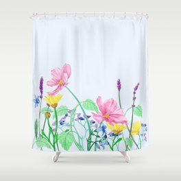 Floral Border - Summer Colours Shower Curtain