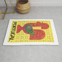 1971 PORTUGAL Galo De Barcelos Rooster Travel Poster Area & Throw Rug