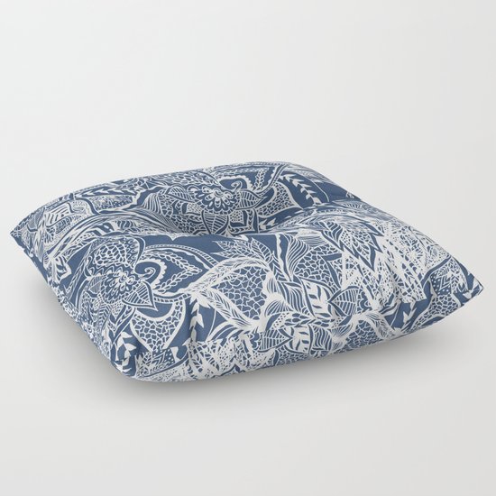 Modern navy blue peony white hand drawn floral watercolor pattern Floor Pillow by Girly Trend ...