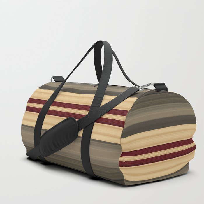 Rich Gold Burgundy Stripes Duffle Bag by artaddiction45 | Society6