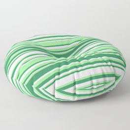 [ Thumbnail: Light Green, Sea Green & Mint Cream Colored Striped Pattern Floor Pillow ]