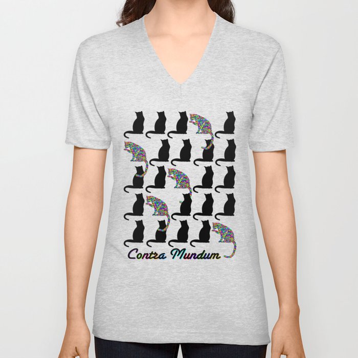 Black Cats - Contra Mundum V Neck T Shirt