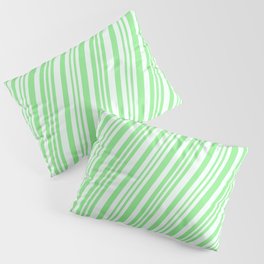 [ Thumbnail: Mint Cream & Light Green Colored Striped Pattern Pillow Sham ]