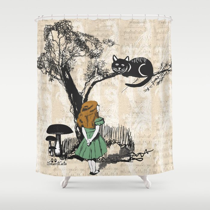 Alice in Wonderland and Cheshire Cat Shower Curtain