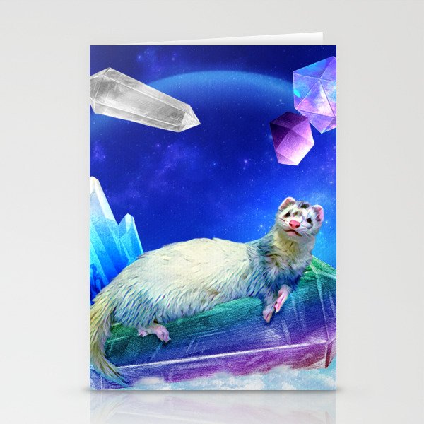Ferret in the Sky with Crystals Stationery Cards
