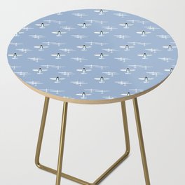 Robin airplanes and gliders fly in the sky. Serene and cute pattern. Side Table